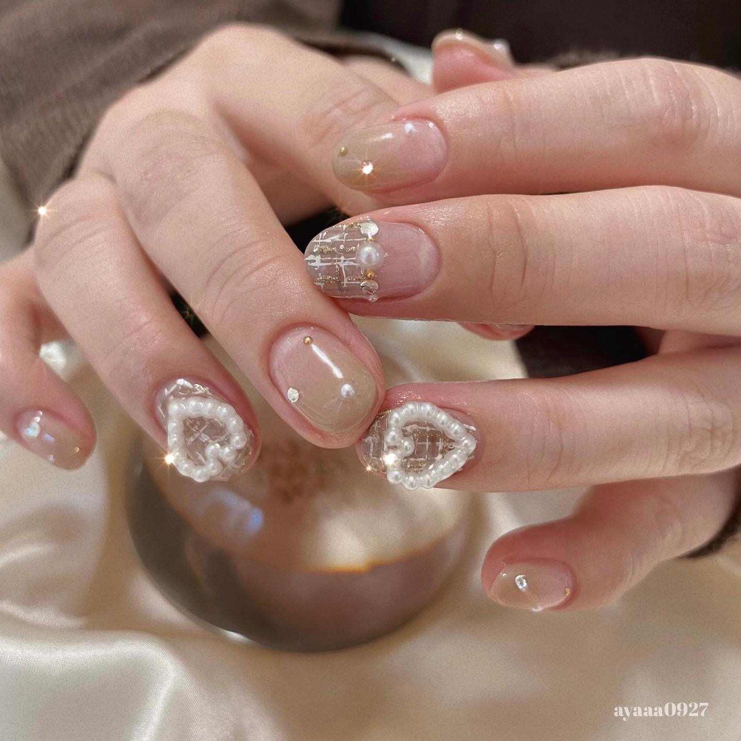 #ツイードネイルのネイルデザイン