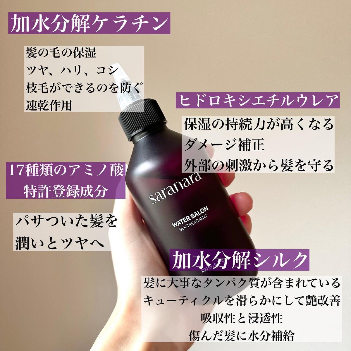 ウォーターサロン シルク トリートメント/SARANARA/洗い流すヘアトリートメントを使ったクチコミ(3枚目)