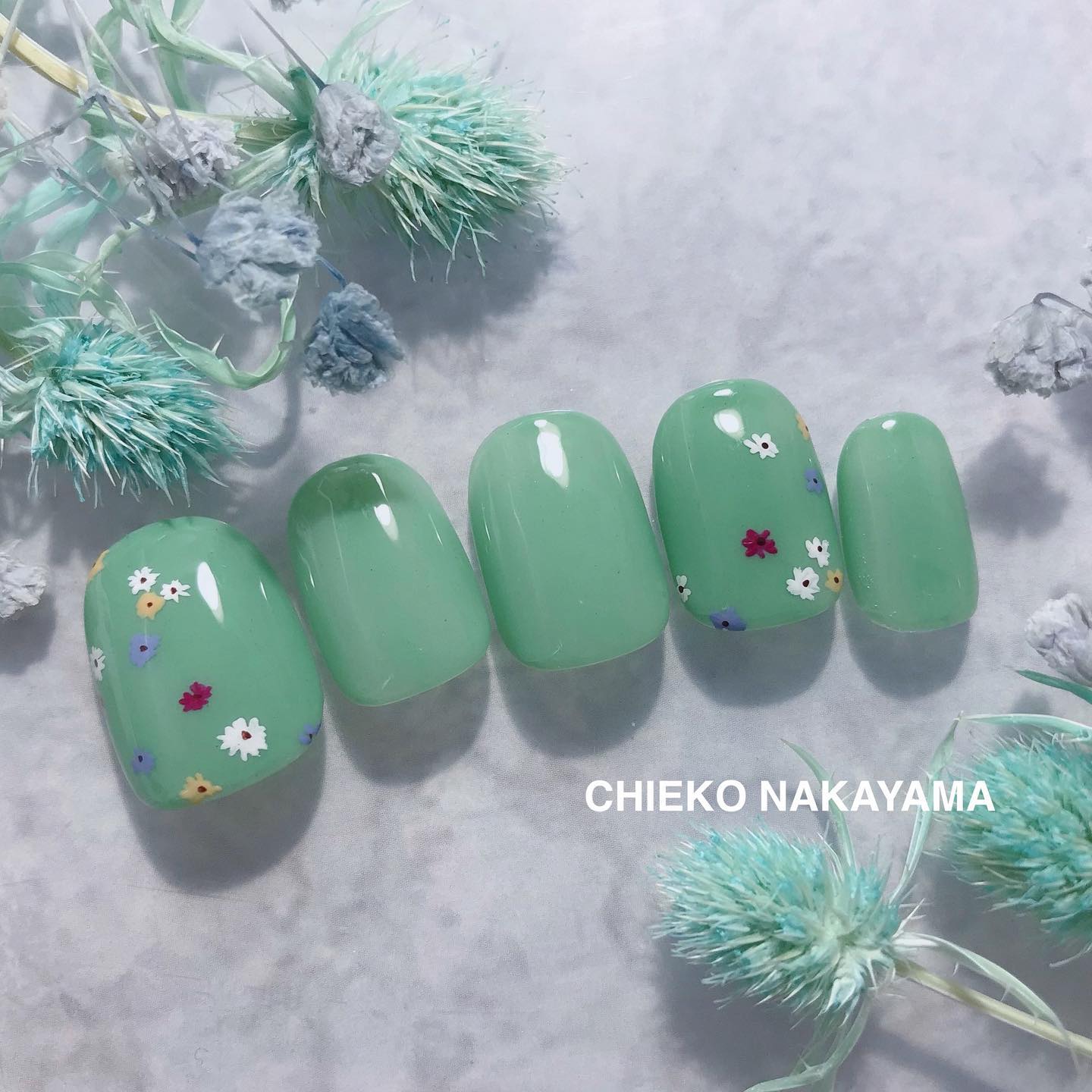 #ネイル,#花柄ネイルのネイルデザイン