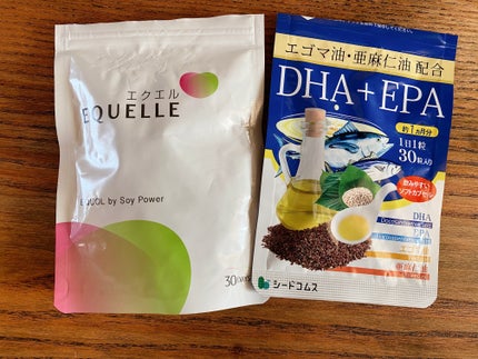 シードコムス エゴマ油 亜麻仁油配合 DHA+EPAのクチコミ「美容と健康維持でサプリ飲んでます!
EQUELLEは、シワ改善や脂質代謝改善目的 大豆イソフ.....」(1枚目)