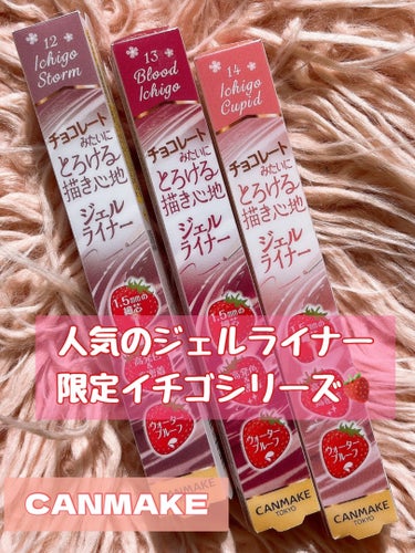 CANMAKE！人気のジェルライナー
\限定カラーイチゴシリーズ可愛すぎんか🥺🍓💖/

3色とも可愛すぎて結局全部買ってしまった🤭🍓

定番カラーから大好きなこちら。
スルスルで描きやすくて、発色良し色