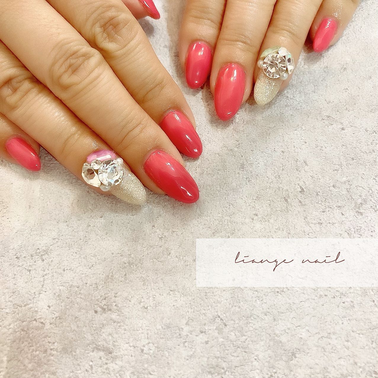 #リアンジェネイル,#柏ネイル,#ネイル,#ビジューネイル,#春ネイルのネイルデザイン