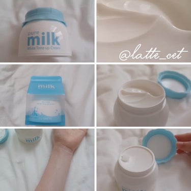 the SAEM pure milk White Tone up Creamのクチコミ「\フィルターかかったような白肌*へ🥛/
the SAEM
pure milk White To.....」（3枚目）