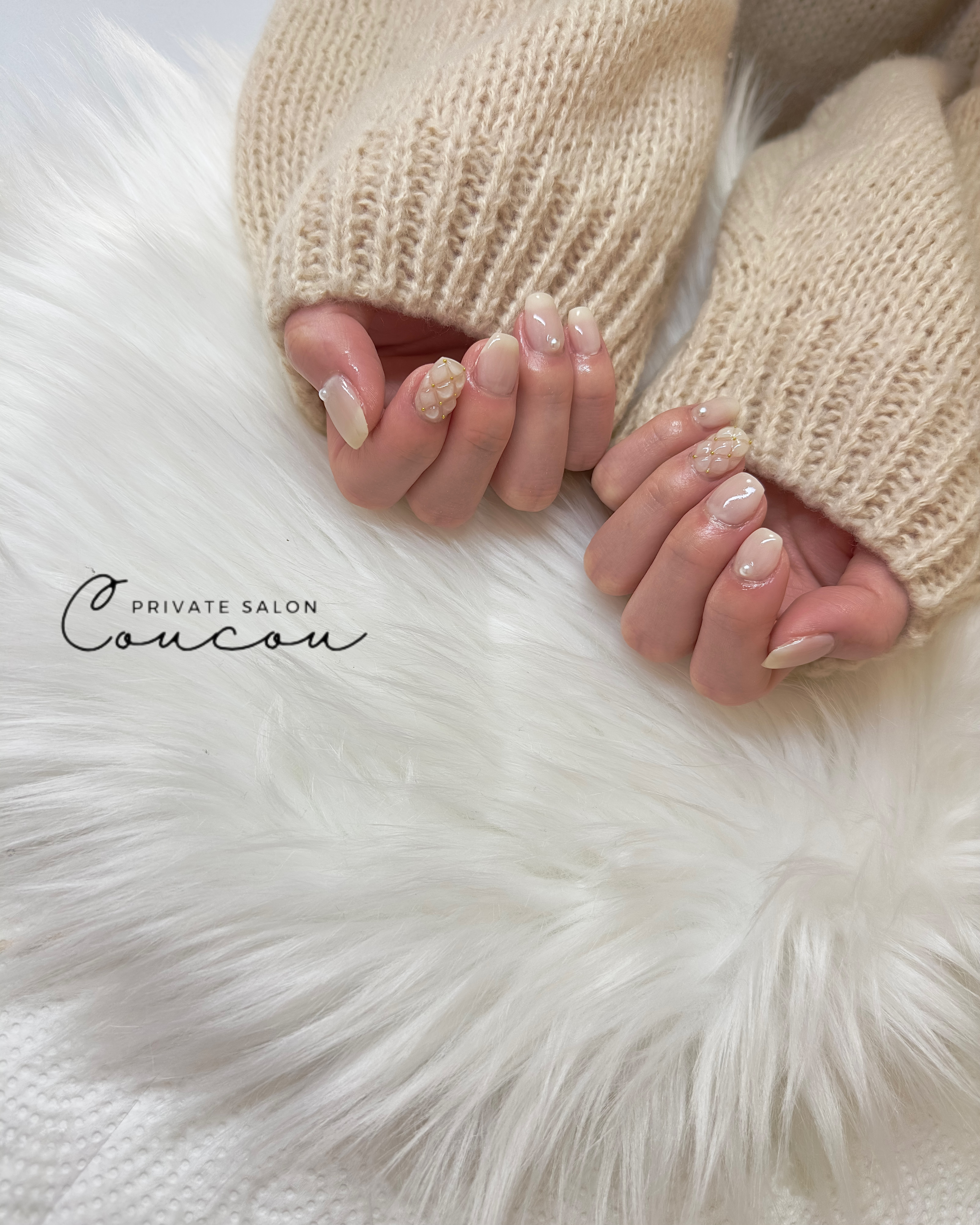 #冬ネイル,#キルティングネイル,#ジェルネイル,#バレンタインネイルのネイルデザイン