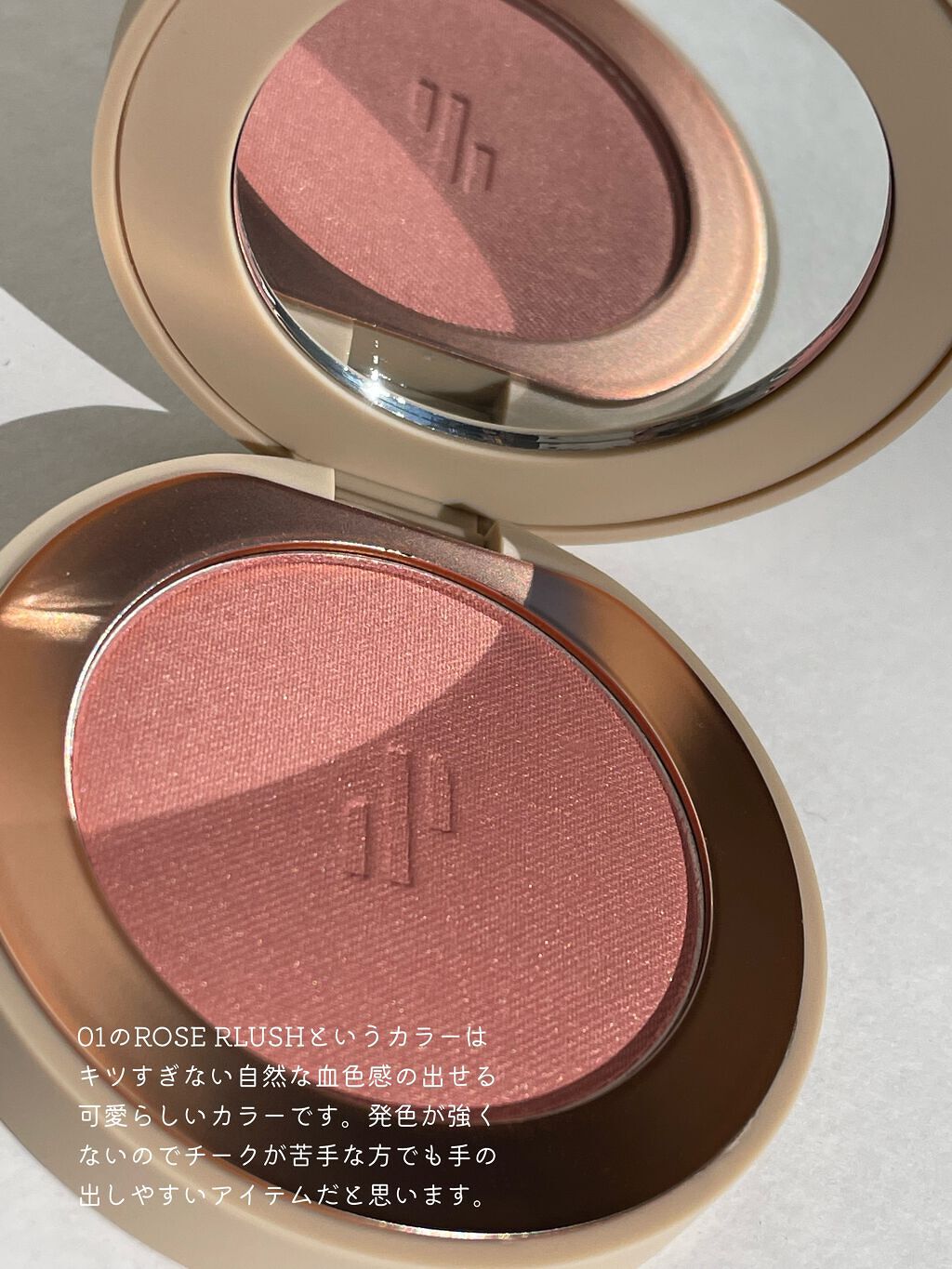 ドットオンムード グロウブラッシュ 01 Rose Plush/Heart Percent/パウダーチークを使ったクチコミ（2枚目）