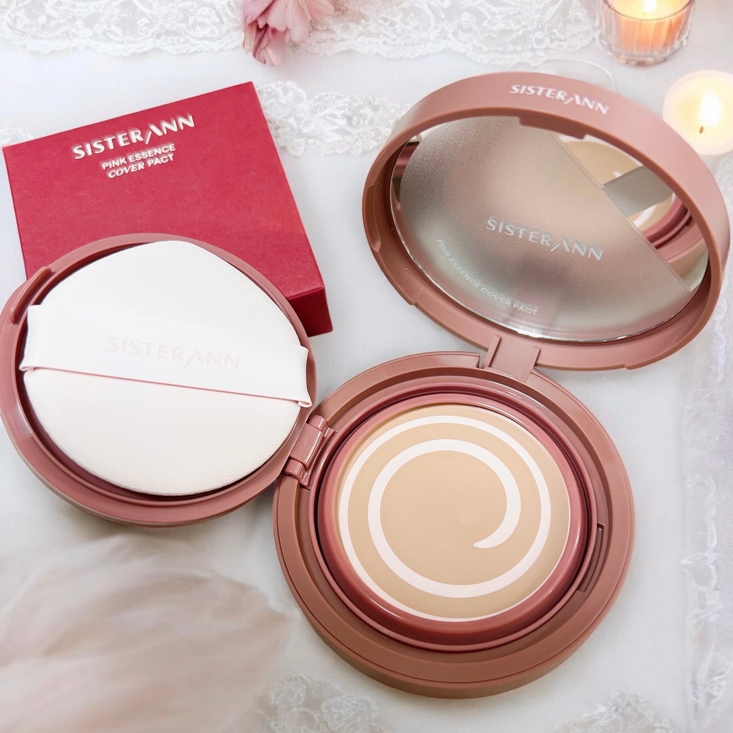 ピンクエッセンスカバーパクト/SISTER ANN/クッションファンデーションを使ったクチコミ(2枚目)