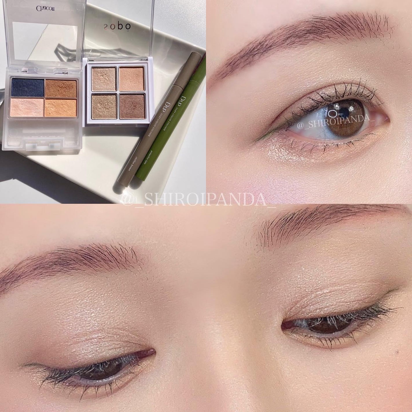 しろいぱんだ on LIPS 「#今日のメイクカーキ×オレンジキラキラ粉雪メイク❄️sopoの..」(4枚目)