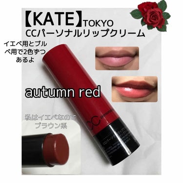 ケイトさんのccパーソナルリップクリーム！

全4色で、明るいイエベ（spring mode red）、暗いイエベ（autumn mode red）、明るいブルベ（summer mode red）、暗い