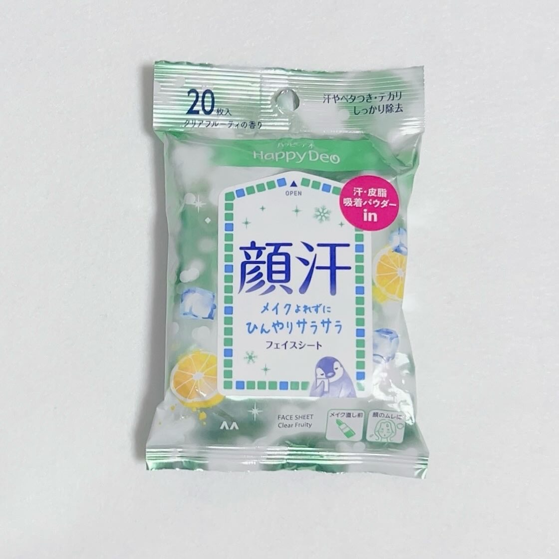 ハッピーデオ フェイスシート リフレッシュミント クリアフルーティ/マンダム/フェイスシートを使ったクチコミ（2枚目）
