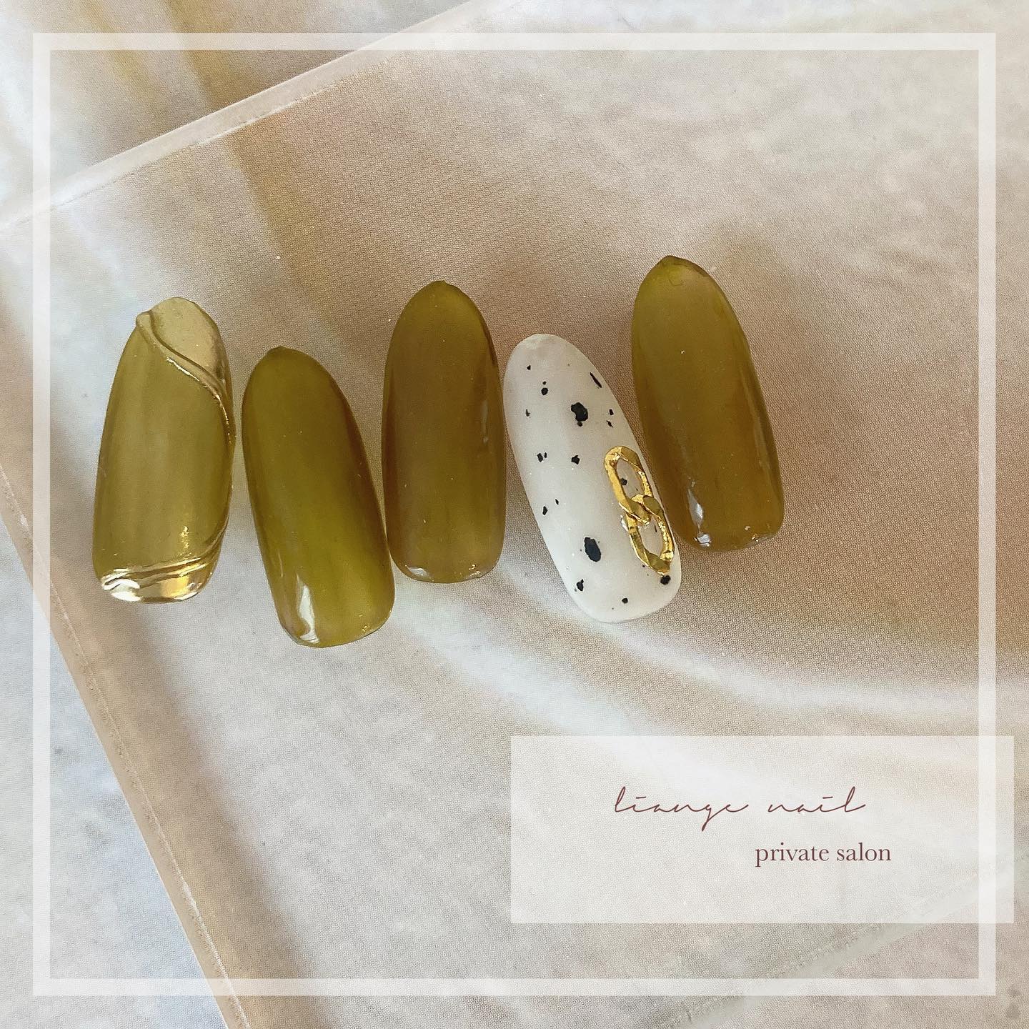 #リアンジェネイル,#柏ネイル,#ネイル,#ニュアンスネイル,#大人ニュアンスネイル,#秋ネイル,#冬ネイル,#ダルメシアンネイル,#チェーンネイルのネイルデザイン