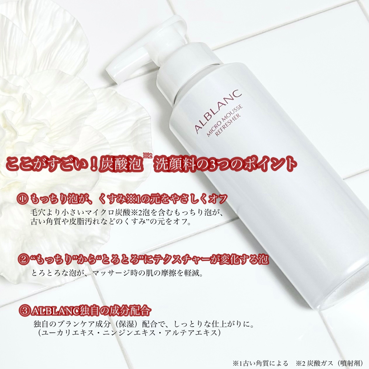 マイクロムース リフレッシャー/ALBLANC/泡洗顔を使ったクチコミ（2枚目）