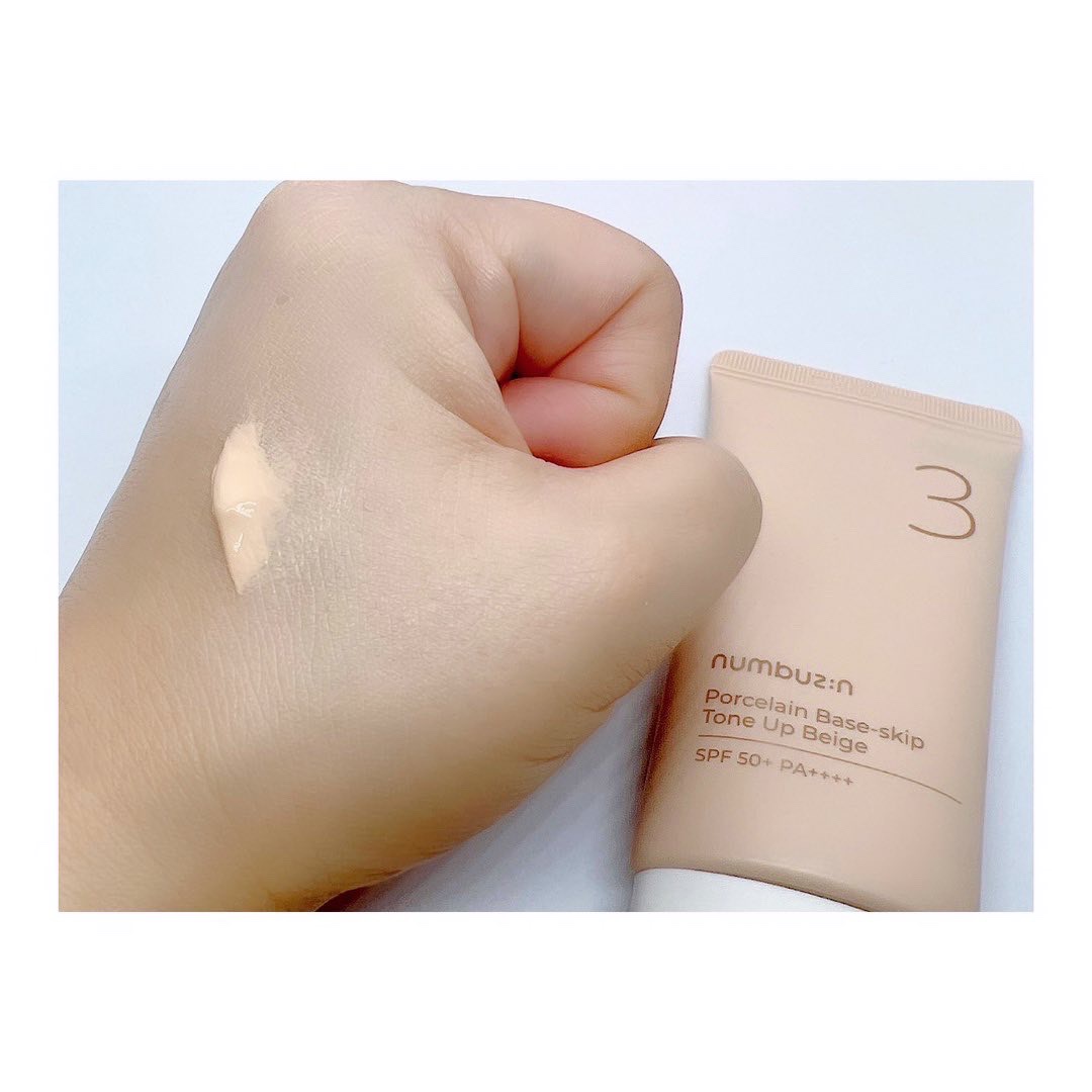 3番 ノーファンデ陶器肌トーンアップクリーム/numbuzin/化粧下地を使ったクチコミ（3枚目）