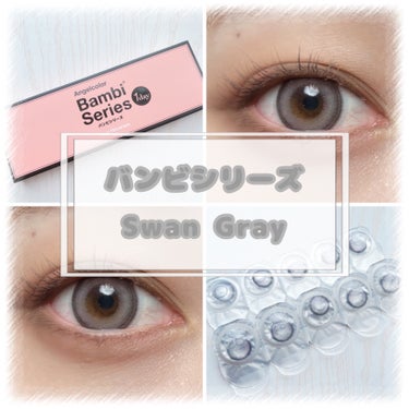 ・
・
・


‎‪𓍯 ‬商品紹介

  バンビシリーズ / Swan Gray（スワングレー）

    価格：1760円（10枚入）


    ・BC：8.5mm
    ・DIA：14.4mm
    ・着色直径：13.7mm
    ・含水率：58%
    ・度数：±0.00D（度なし）
            -0.50D ～ -6.00D（0.25D刻み）
            -6.50D ～ -10.00D（0.5D刻み）


＊


益若つばささんプロデュースのカラコン、バンビシリーズのスワングレー。

最近グレー系カラコンが好きで試しに買ってみたんだけど、購入して大正解だった🦋◎


発色がかなり良くて、しっかりとグレーに発色してくれます𓈒𓂂𓂃◌𓈒𓐍

ホームページで"糖度高めのグレー"と紹介されているんだけど、本当にその通りで甘めのグレーが最高に可愛い🐰🤍


フチが二重リングになっているので、太フチ感は出ないのにぱっちりとした瞳に仕上げてくれます。

二重リングシリーズは他にも『スワンブルー』『レモンヘーゼル』『ローズベージュ』があるみたいなので、今度他の色も試してみようと思います𓂃 𓈒𓏸𑁍‬


バンビシリーズのカラコンは初めて使ったんだけど、ゴロゴロしたりしなくて着け心地も良かった🐰◎

発色も良くて可愛いし、着け心地も良かったのでまたリピしようと思います💭


＊


‎‪𓍯 ‬おすすめ度
     ↪︎ ★★★★★

しっかり発色してくれるグレーカラコン。

甘めのグレーが最高に可愛い🐰🤍

発色が良いカラコンをお求めの方におすすめです◎





 #リピ確カラコンレポ の画像 その0