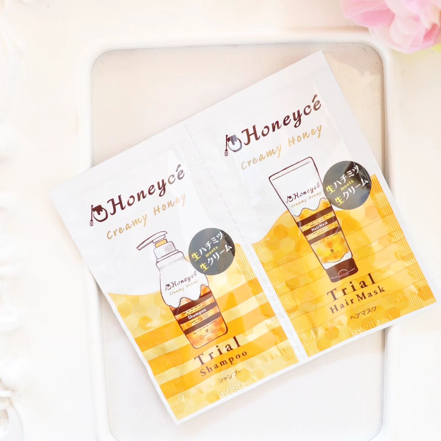 クリーミーハニー シャンプー/トリートメント お試しセット シャンプー10mL+ヘアマスク10g/ハニーチェ/市販シャンプーを使ったクチコミ（1枚目）