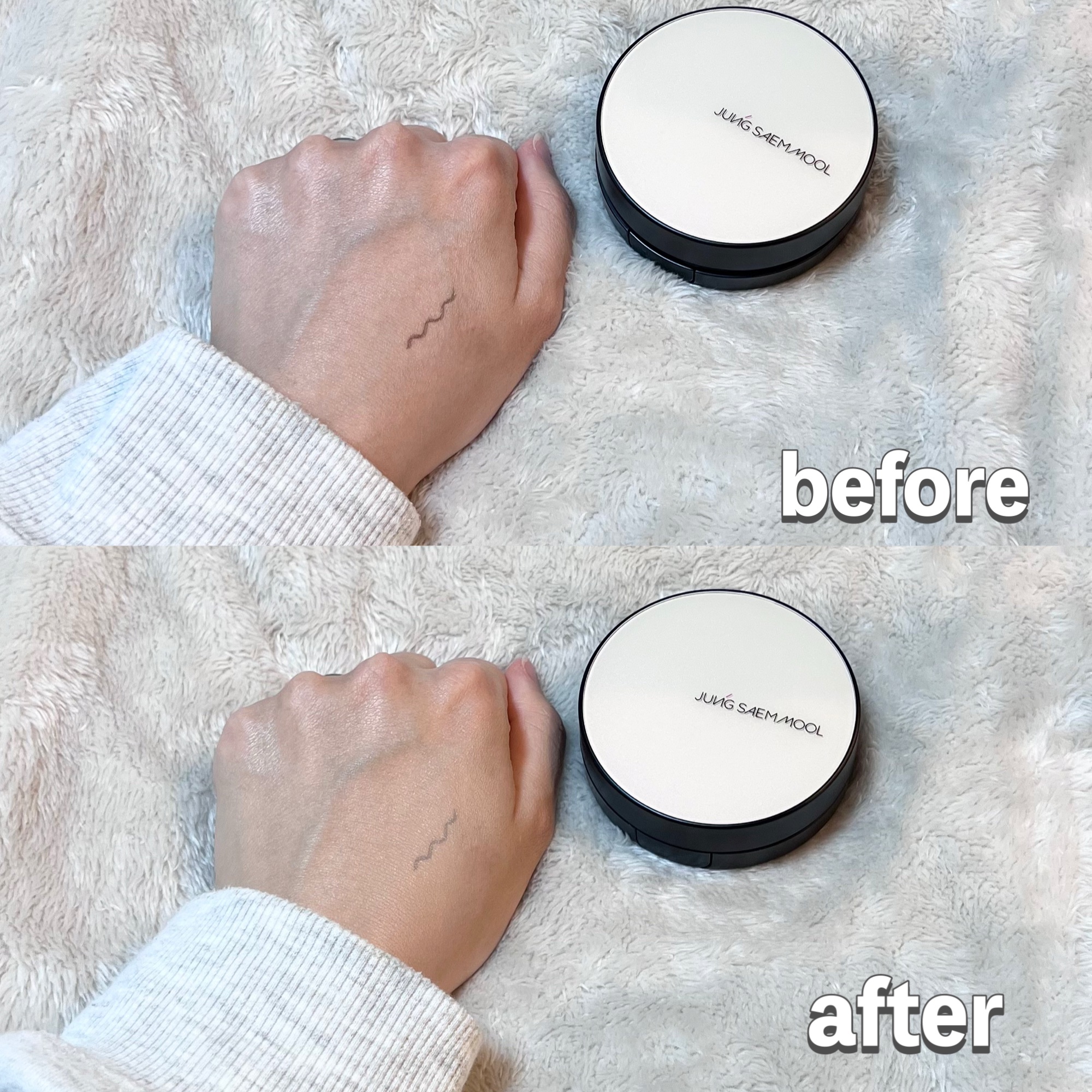 エッセンシャル スキン ヌーダー クッション pink Light(本体+リフィル)/JUNG SAEM MOOL/クッションファンデーションを使ったクチコミ（3枚目）