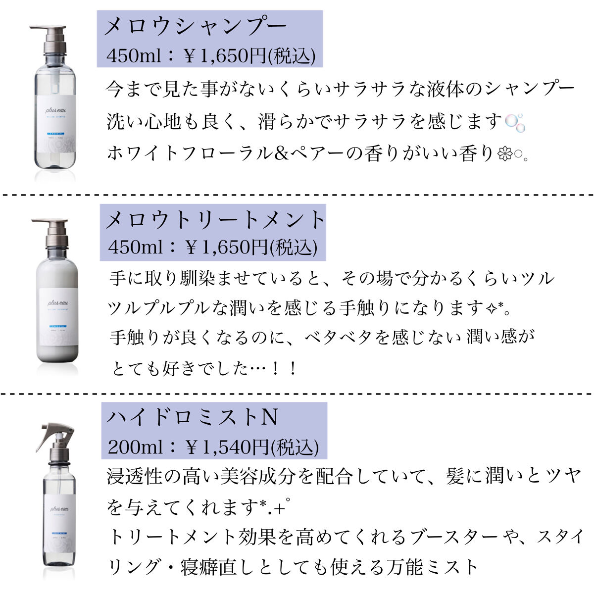 ハイドロミストN/plus eau/アウトバストリートメントを使ったクチコミ（2枚目）