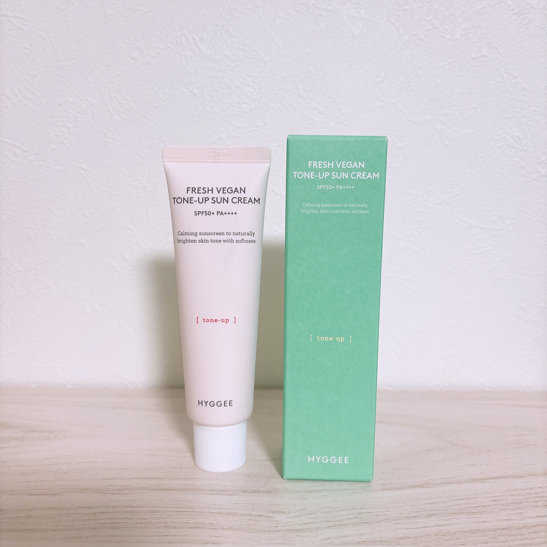 フレッシュヴィーガントーンアップサンクリーム/HYGGEE/日焼け止めクリームを使ったクチコミ（2枚目）