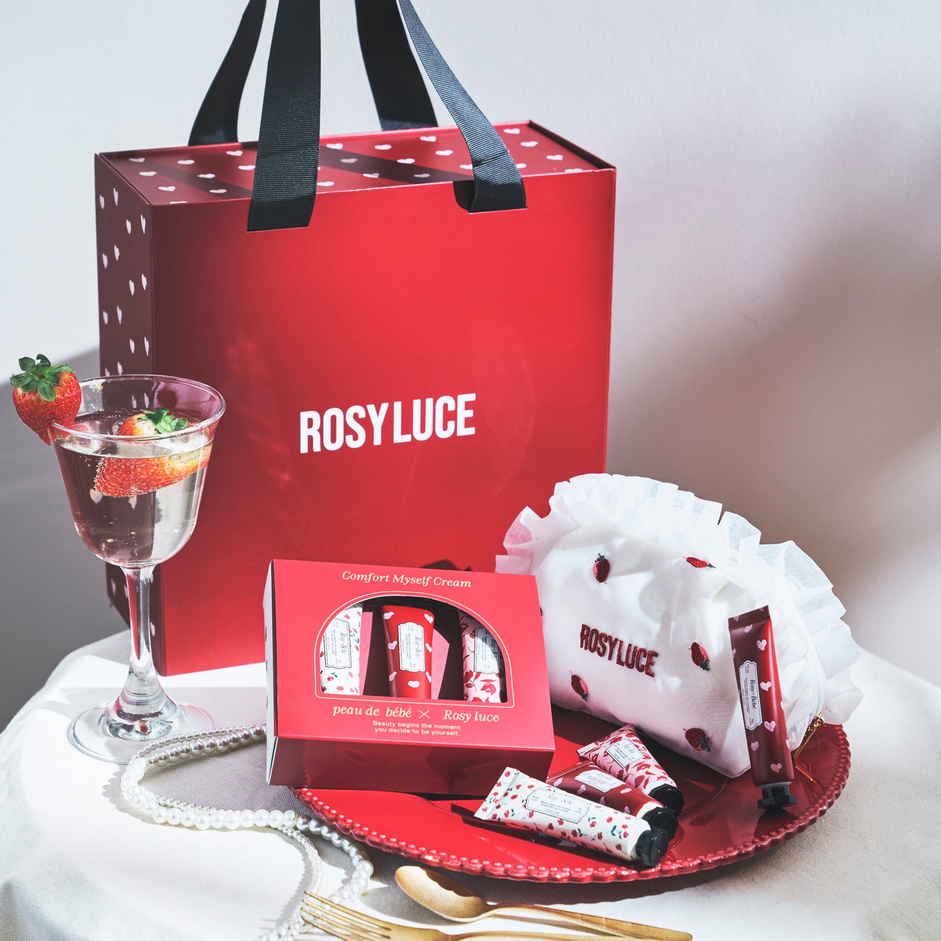 Rosy luce Christmas Gift Box SET A  Middle Pouch Set