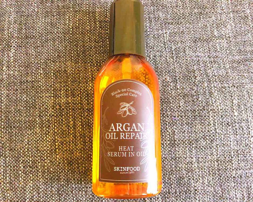 SKINFOOD アルガンオイル リペアプラス セラムインオイルのクチコミ「色々なヘアオイル使ってみましたが
なかなか納得出来ず。
口コミの良い物から美容院使用の高い物ま.....」（1枚目）