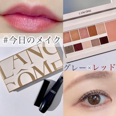 LANCOME ビューティーボックス 2023のクチコミ「今日のメイク🥀

ランコムのパレットでグレー×レッド

☆のついたカラーを使ってスモーキーなメ.....」（1枚目）