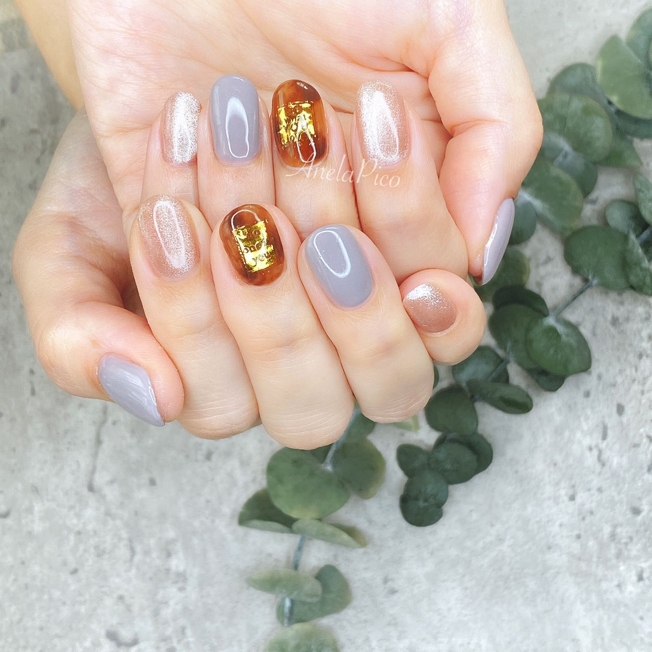 #ネイル,#純国産ジェルネイル,#ジェルネイル,#秋ネイル,#べっ甲ネイルのネイルデザイン