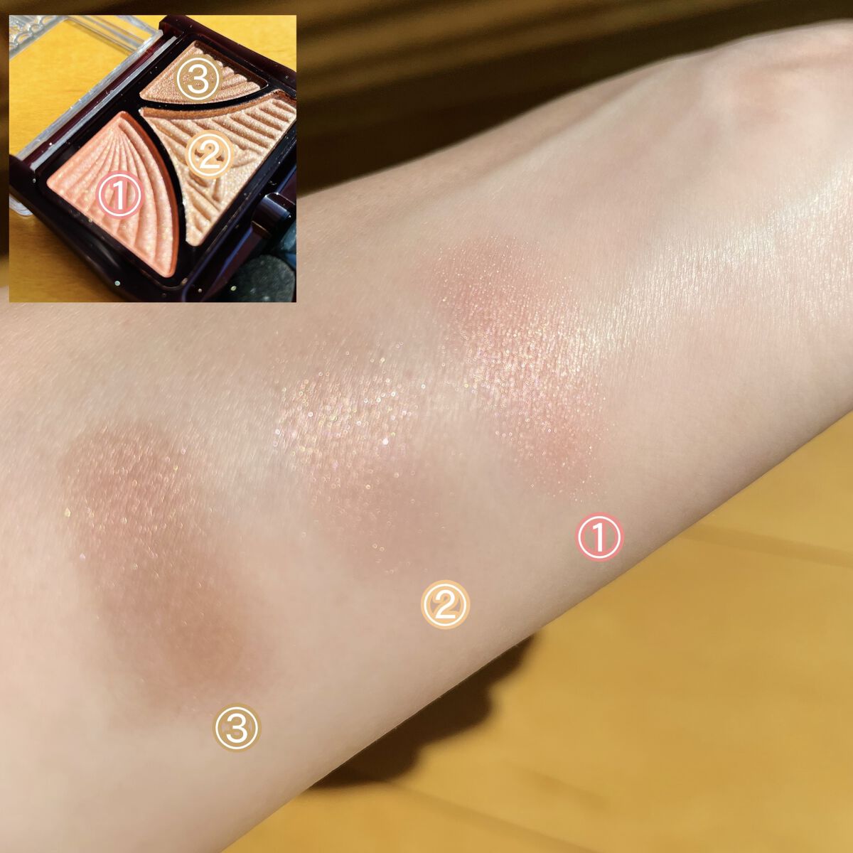 ジューシーピュアアイズ 06 ベビーアプリコットピンク/キャンメイク/アイシャドウパレットを使ったクチコミ（2枚目）