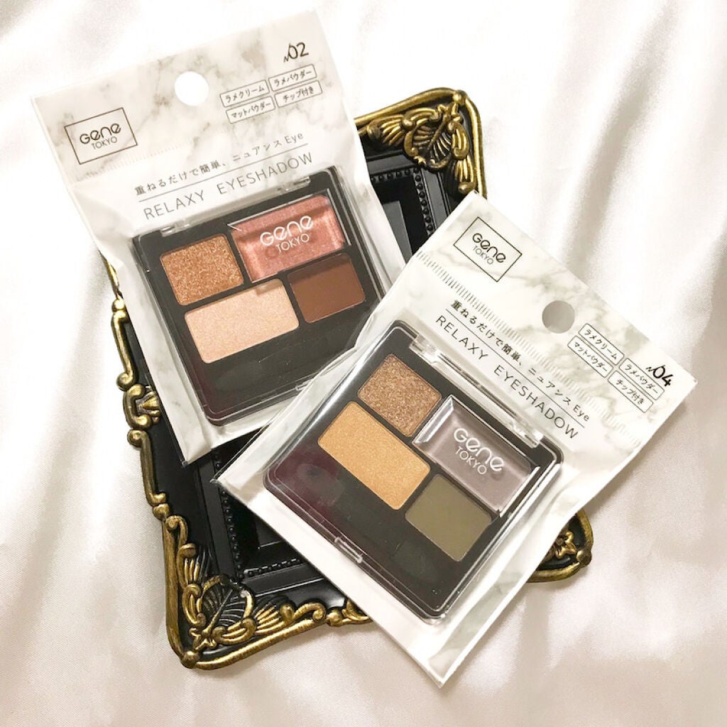 GENE TOKYO リラクシーアイシャドウ/DAISO/アイシャドウパレットを使ったクチコミ(4枚目)