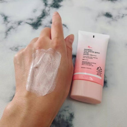 ヴィーガンプライマーグロウ サンクリーム/MARY&MAY/日焼け止めクリームを使ったクチコミ(4枚目)