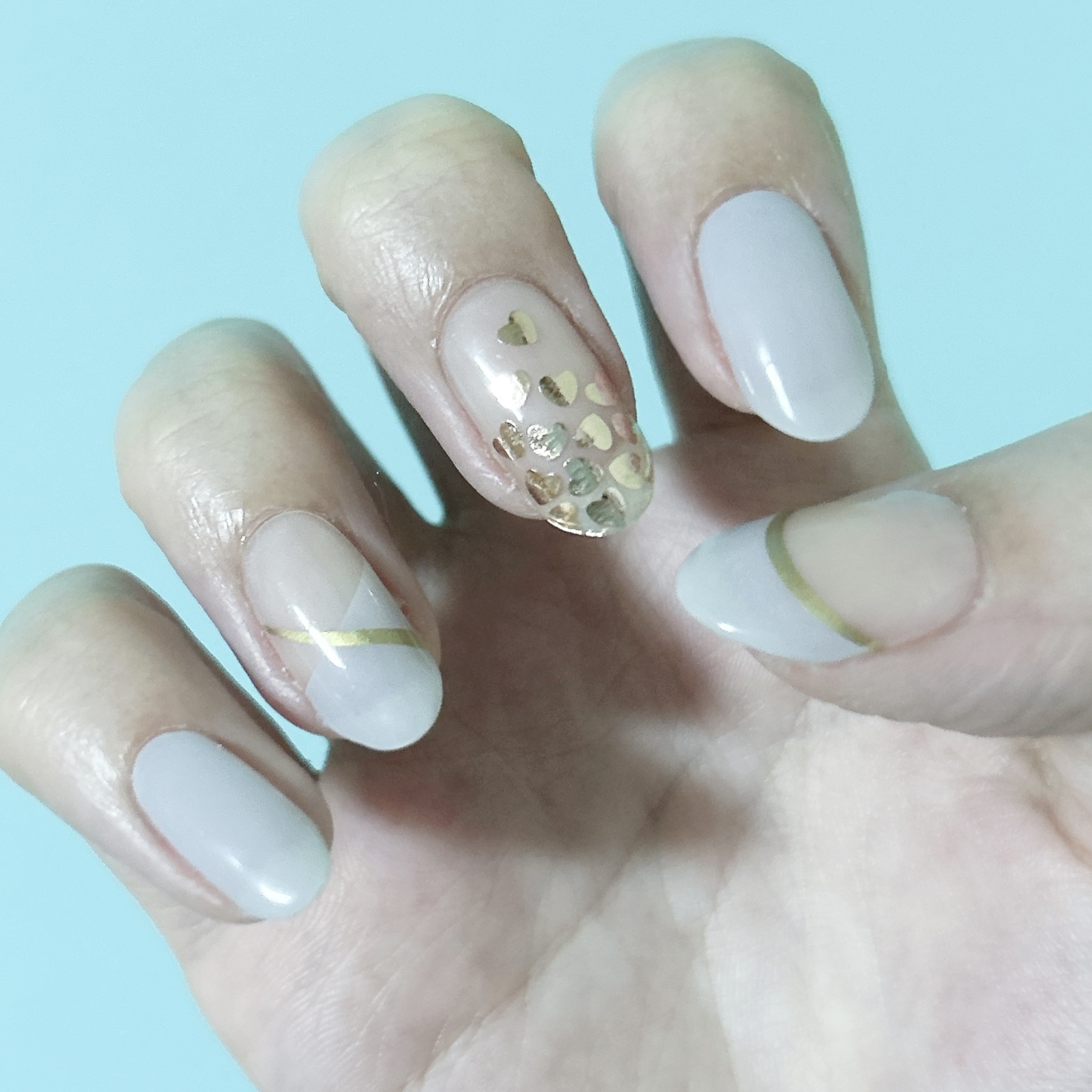 セミキュアジェルネイル（ハンド） ND-051-J N Falling （make together collection）/ohora/ネイルシールを使ったクチコミ（2枚目）