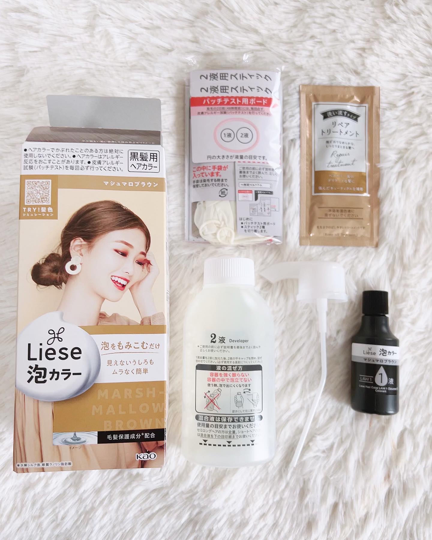 泡カラー マシュマロブラウン/リーゼ/ヘアカラーを使ったクチコミ（3枚目）