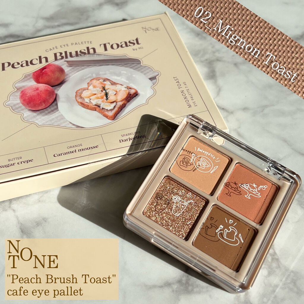 Peach Blush Toast cafe eye palette/NOTONE/アイシャドウパレットを使ったクチコミ（1枚目）