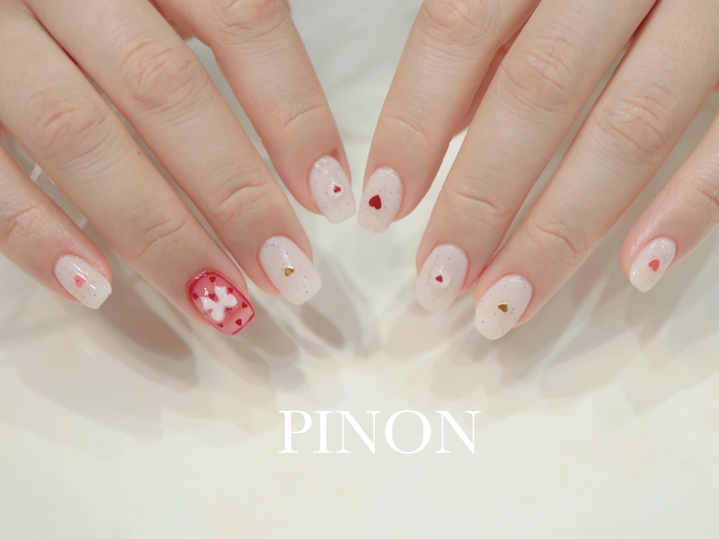 #バレンタインネイル,#ハートネイル,#２月ネイルのネイルデザイン