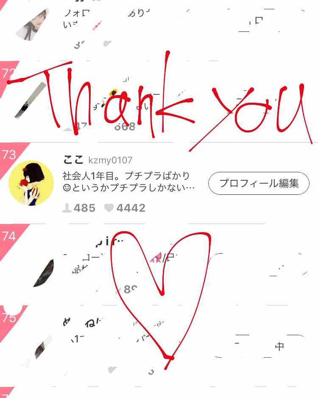 ここ on LIPS 「【雑談】ユーザーランキングのところにわたしが入っていました😆💕..」(1枚目)