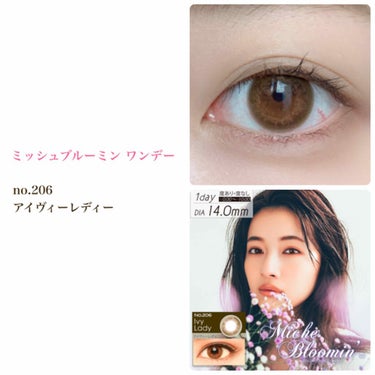 ミッシュブルーミン Miche Bloomin 1DAY
アイヴィーレディー


枚　数: 1箱 / 10枚入
直径: 14.0mm
着色直径: 13.2mm
ベースカーブ: 8.7mm
含水率: 38