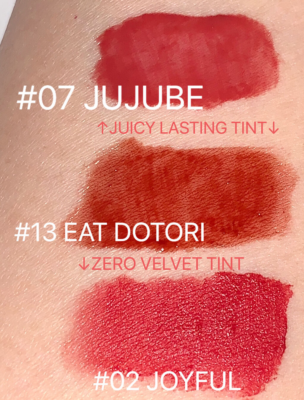 ジューシーラスティングティント/rom&nd/リップティントを使ったクチコミ（2枚目）