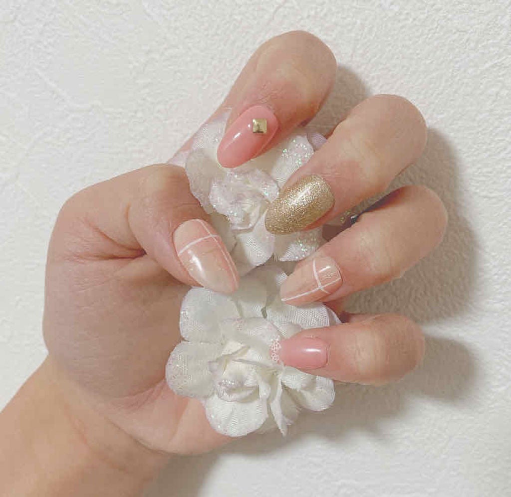 くるみ°* on LIPS 「ピンクチェックネイル°*デートにピッタリのネイルです!はじめて..」(1枚目)