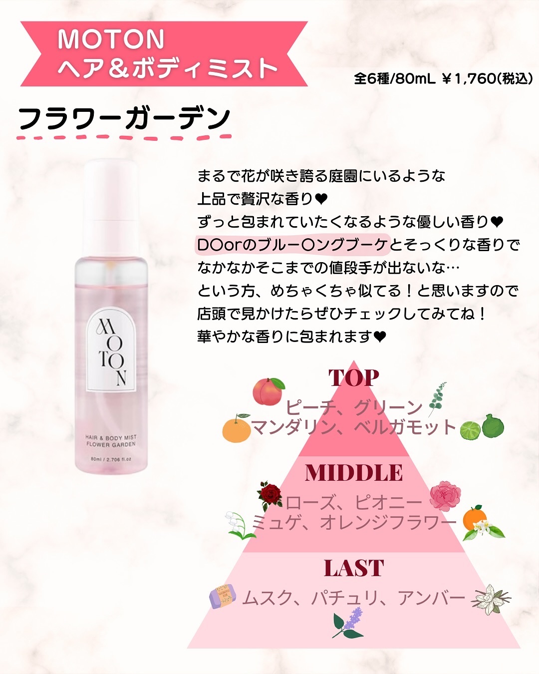 MOTON ヘア&amp;ボディミスト フラワーガーデン/MOTON/香水(レディース)を使ったクチコミ（3枚目）