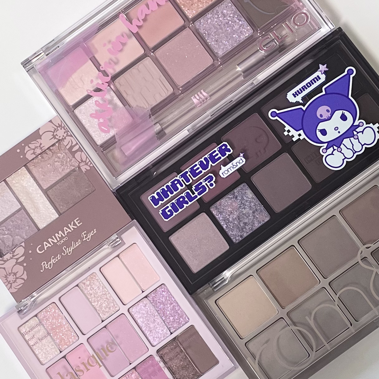 CLIO・dasique・キャンメイク・rom&ndのアイシャドウパレットを