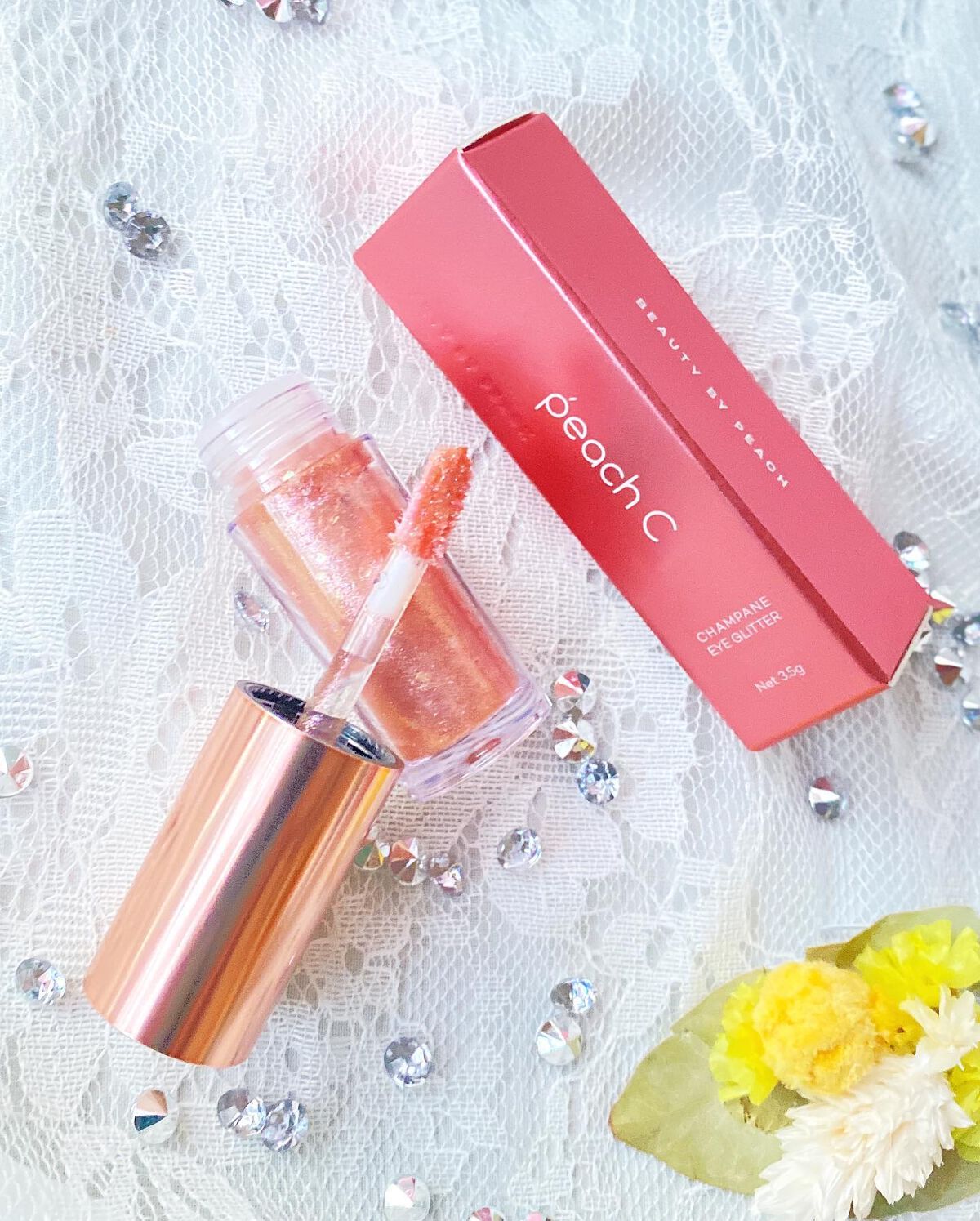 シャンパンアイグリッター 03 ローズコーラル/Peach C/グリッターを使ったクチコミ（2枚目）