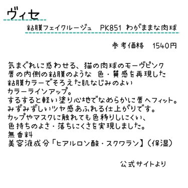 ネンマクフェイク ルージュ PK851 わがままな肉球/Visée/口紅を使ったクチコミ（2枚目）