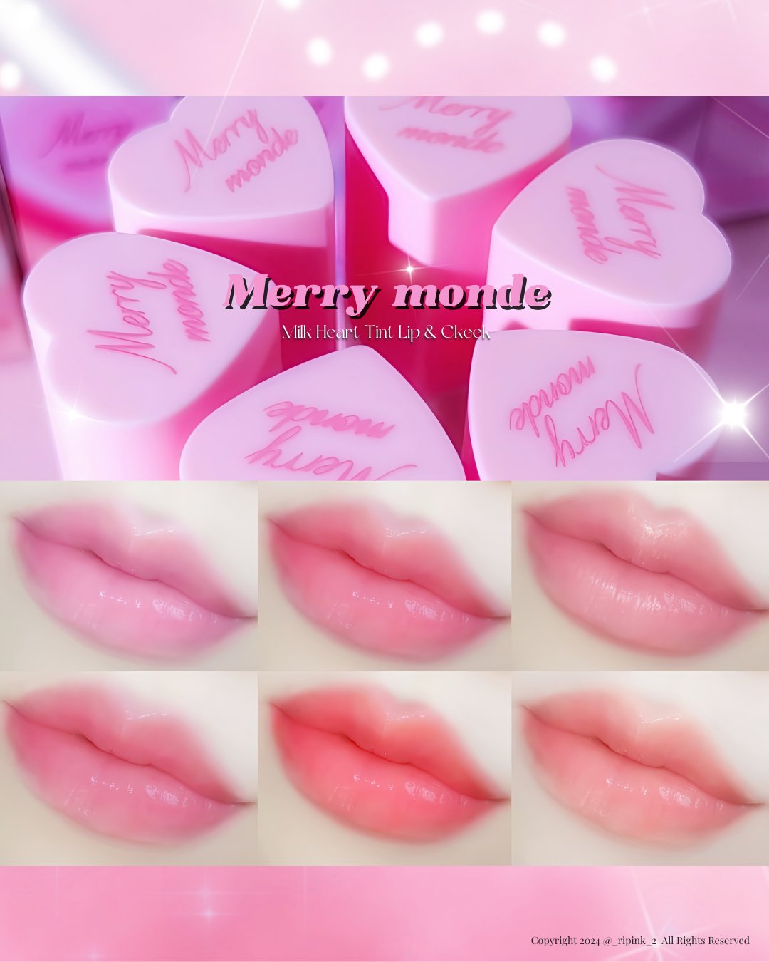 ミルクハートティントリップアンドチーク/Merrymonde/リップティントを使ったクチコミ（1枚目）