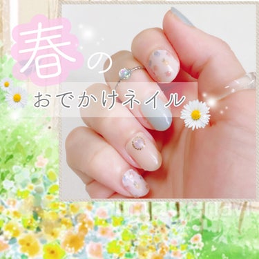 #キャンドゥ_ジェルネイル,#セルフネイル,#キャンメイク_ネイル,#しずくネイル,#春ネイル,#花柄ネイルのネイルデザイン