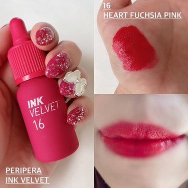 インク ベルベット 16 HEART FUCHSIA PINK/PERIPERA/口紅を使ったクチコミ（3枚目）