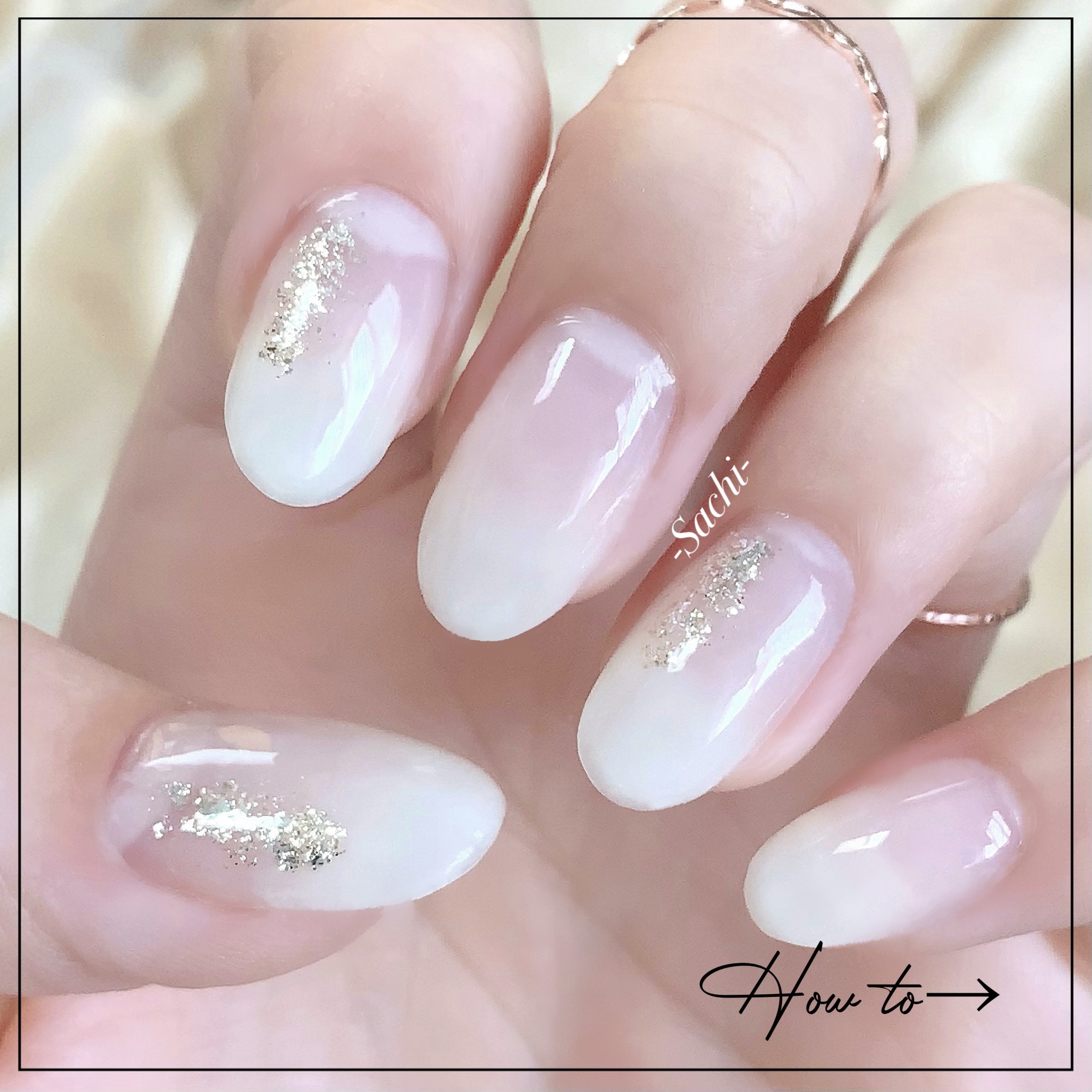 NAILTOWN ニュアンスグリッターのクチコミ「失敗しない！きれいめグラデーションネイル💅

やり方は画像を参考にしていただければと思います♡.....」（3枚目）