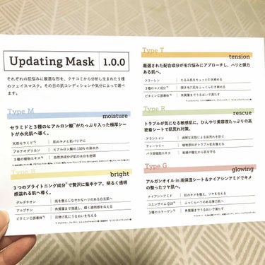 Updating Mask 1.0.0 5タイプセット 1セット5枚入り/meol/シートマスク・パックを使ったクチコミ（3枚目）