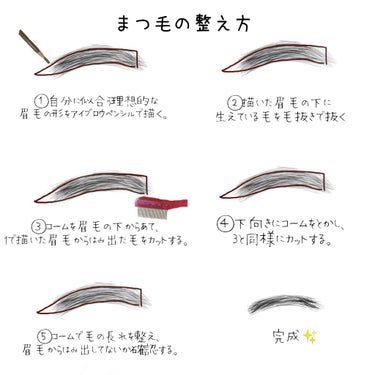 ETUDE マイビューティーツール　眉毛用コームシザーのクチコミ「＼イラスト解説___ ✍🏻／
眉毛の整え方👀


こんにちは〜瑠々です🥺✧

今回は眉毛の整え.....」（1枚目）