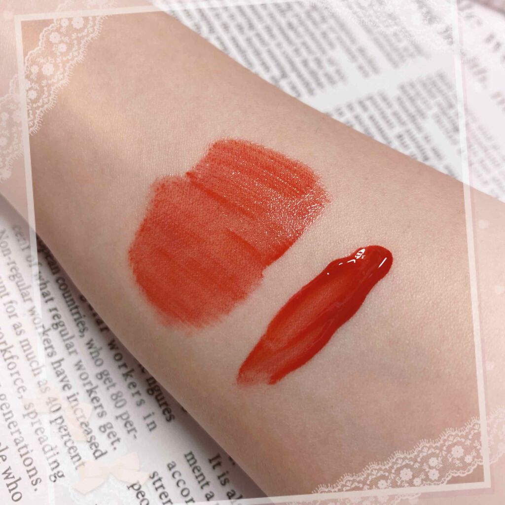 グラスティングウォーターティント 01 コーラル ミスト/rom&nd/リップティントを使ったクチコミ（2枚目）