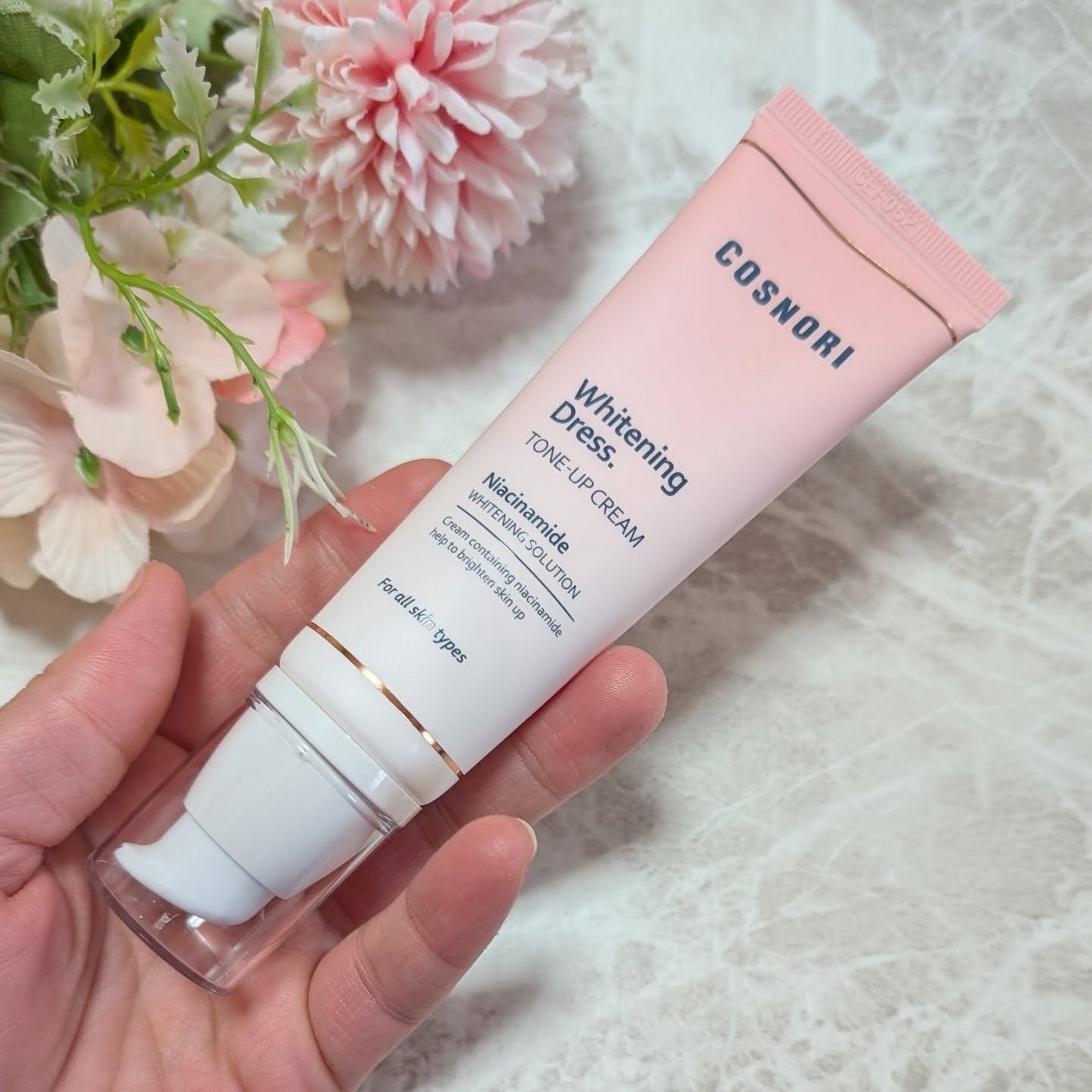ホワイトニングドレストーンアップクリーム/COSNORI/化粧下地を使ったクチコミ(2枚目)