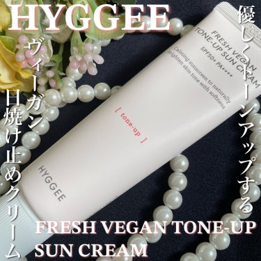 フレッシュヴィーガントーンアップサンクリーム(SPF50+/PA++++)/HYGGEE/日焼け止め・UVケアを使ったクチコミ（1枚目）