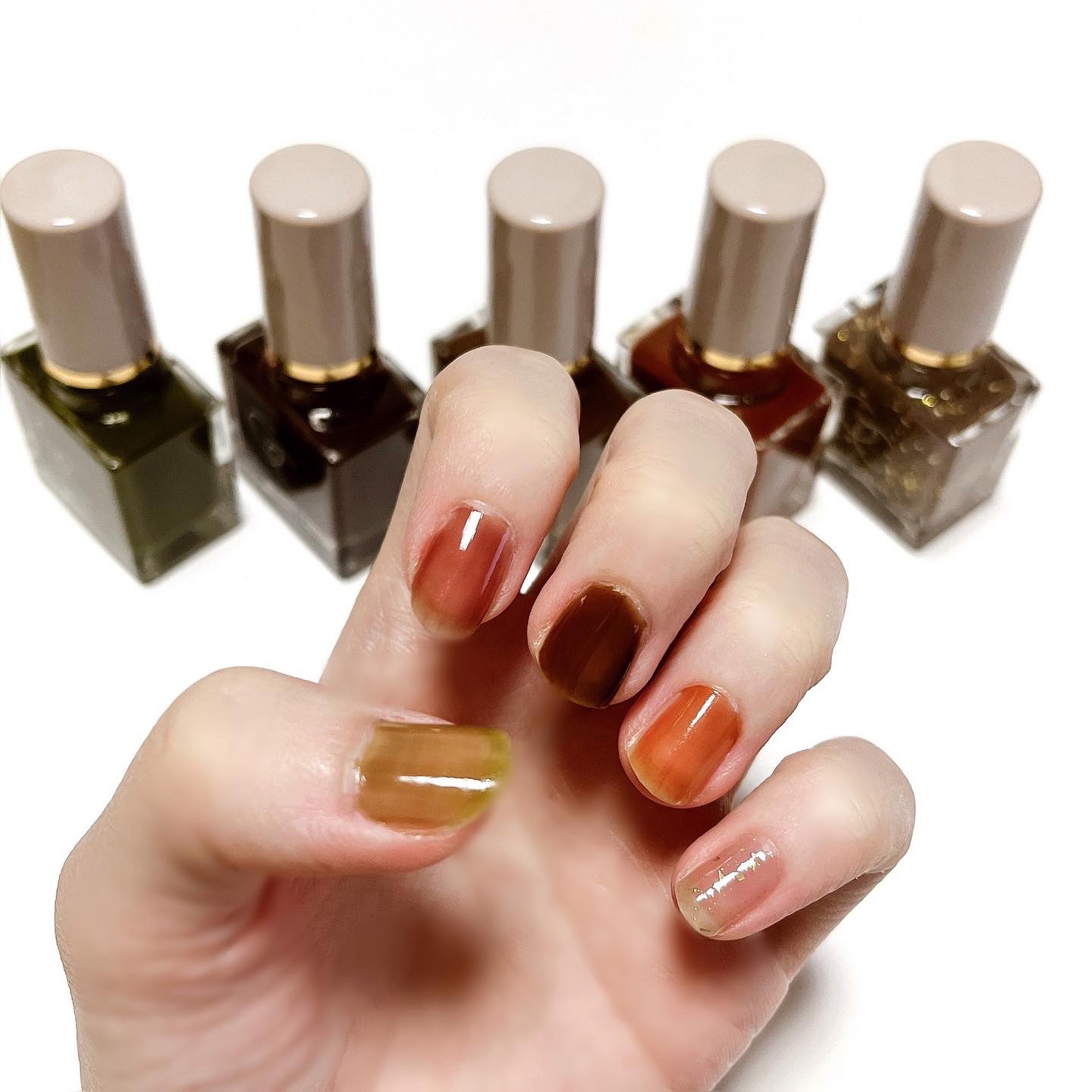 グロッシーコート アッサムオレンジティー/スキューズミー/オールインワンネイルを使ったクチコミ（3枚目）